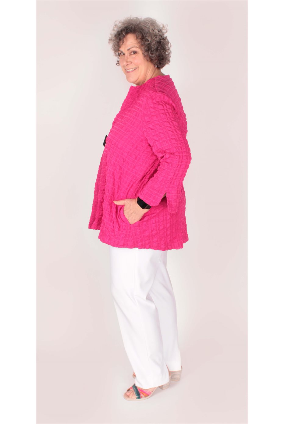 Blouson trapèze en jacquard à bulles Géranium